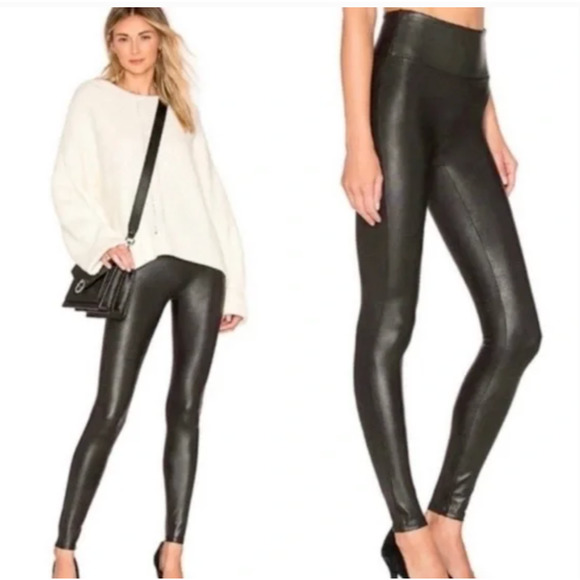 SPANX Pants - Spanx Women’s Faux Leather Leggings in Black Size Large